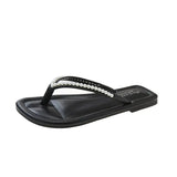 Breakj Slippers Women 2025 Summer New Korean Version Of Fashion Outside The Water Drill Clip Flat And Beach Cool