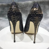 Gray Croc-Effect Embossed Women Sexy Stiletto High Heels Slip On Pointed Toe Fashion Pumps Designer Brand Party