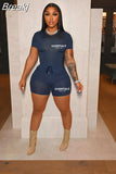 Solid Color Short Sleeve Crop Top and Pockets Biker Shorts 2 Pcs Set Sexy Slim Summer Fashion Outfit Casual