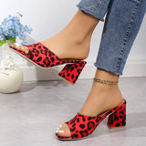 Breakj New Water Drill Side With Cool Towed Red Black Pointed Thin Heel Half-Slippers Women's High