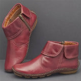 Breakj Female Round Head Artificial PU Casual Women's Leather Boots Side Zipper Martin Boots With Female Short