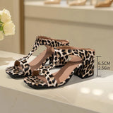 Breakj Leopard-Print High-Heeled Sandals Women Large-Size Zebra-Ssed Coarse Heel