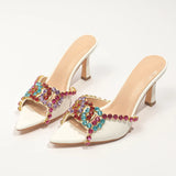 Breakj East Hot High Heel Cold Slippers Color Diamond Fashion Slippers Women High Heel Pointed