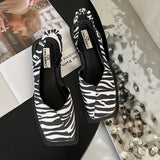 Breakj Summer Bag Head Azuns Women's Shoes Girls Square Shoes One Foot Lazy Bean Sandals Women