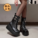 Breakj Thick-Bottomed Pine Cake Small Small Short Boots Girls Autumn New High-Punk Style Casual Martin Boots Thin Single