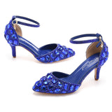 Breakj Cm Large-Size Sandals Fine Heel Head Water Drill High Heel Sandals Gold Water Drill High Heels Wedding