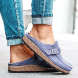 Size Slippers Women's 2023 Summer New British Belt Buckle Baotou Semi-Slippers Direct Sales Single