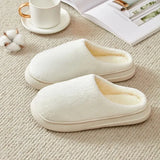 Thicken Warm Plush Home Slippers Women Thick Sole Solid Color Indoor Couple Cotton Shoes Soft Comfy Fuzzy Slippers