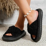 Size Shoes for Ladies Winter Peep Toe Women's Slippers Platform Flat with Warm Slippers Women Light Hot Sale Cotton