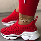 Breakj Shoes Women's New Rivets Casual Shoes Large Size Women's Shoes Set Foot Platform Flat