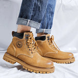 Breakj Men's Boots 2023 New Yellow Boobritish Vintage Outdoor Plush Martens