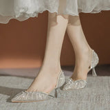 Queen 6CM Pointed Toe Bride Wedding Shoes Cinderella Prom Rhinestone Mary Janes High Heels Thin Heels Mary Jane