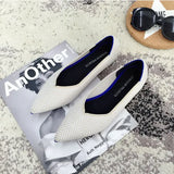 Womens Stretch knitted mixed color moccasins breathable cozy work shoes brief slip-on fashion ladies flats light driving