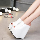 Women 2023 Sexy Super High Heel 18CM Thick Bottom Platform Sandals Silver white Inner Increase Ladies Shoes Slip