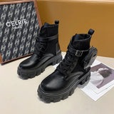 Breakj Large-Size Thick-Bottomed And Pocket-Size Martin Boots Front Wearing Solid Fashion