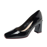 Leather Women Pumps Retro Square Heel Mary Jane Single Shoes College Style Square Head Leather Shoes Student High