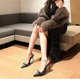 High Heels Female Thin Heel 2024 New Autumn Bow Bun Sandals Tip French Shallow Single Shoes