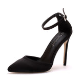 Breakj Cm Black Satin Noodles In The Air Pointed High-Heeled Sandals Fine High Heel Women Sandals Large Size