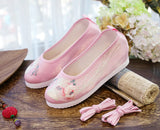 Breakj Shoes Round Head Spring And Autumn Ancient Style Students Embroidered Cloth Shoes Ancient Costume Stage Play Dance Shoes Women's Shoes Single