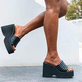 Luxury Female Thick High Heels Sandals Fashion Platform Summer Women Sandals Party Elegant Shoes Zapatos Mujer Size
