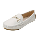 Metal Buckle genuine leather shoes woman work flats breathable cowhide mocasines mujer luxury oxford shoes for
