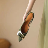 French Buckle Baotou Sandals Fairy Shoes New Spring And Summer Evening Socialite Flat Heel Trip Belt Single