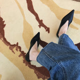 Breakj Pointed Shallow Single-Shoe Temperament Retro Early Spring Flat Bottom Casual Low Heel Thin Wedding Shoes Witch