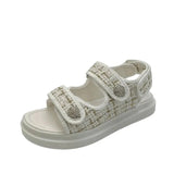 Sandals Summer New Flat British Wind Embroidery Thick-soled Casual Casual Roman Fragrance Designer Shoes