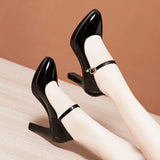 Leather Pointed Stilettos Model Catwalk High Heels Cheongsam Performance Shoes Comfortable Shallow Mouth Work Single Shoes Large