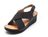 2023 New Sandals Women's Slope Heel Stitches Breathable Velcro Hollowed-Out Large Size Women's