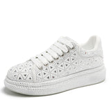Breakj 2025 New Full Of Men's And Women's Shoes Thick-Soled Sports Old Dad Shoes Women's Casual Single Shoes Water Drilling Wheat-Mei