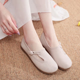 Breakj Shoes Beef Tendon Bottom Ethnic Wind Cloth Shoes Retro Plate Buckle Pure Color Literary And Art Sen Tea Art Women's Singles