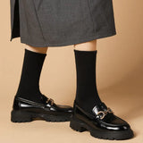 Size 35-42 2023 News Women Real Leather Flats Shoes Fashion Chain Low Heel Office Pumps Jk Casual Loafers