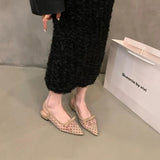 Low-Heeled Bow Head Sandals And Fairy Shoes 2025 New Summer Mesh Canpermeable Flat Sole