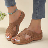 Breakj New Large-Size Slippers Retro Car Line Anti-Slip Round Slope And Comfortable Word Cool Slippers