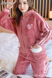 Women's Warm Home Clothes Sleepwear Ladies Flannel Thick Coral Fleec Oversized Woolen Pijama Zipper Plush Coral
