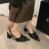 Breakj Heel Design High Heels Black Temperament Sandals Fairy Shoes Spring And Summer Women's French Sand Slippers Single