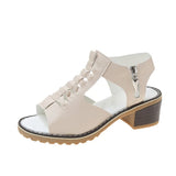Breakj Summer New Women's Shoes Korean Version Of Coarse Sandals Side Zipper Leisure Slope And Solid Color Coarse Large-Size Sandals