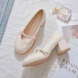 Breakj Red Fairy Temperament Mary Treasure Shoes Women 2025 Summer New Thick Heel High-Heeled Women Pure Color Bion Fashion