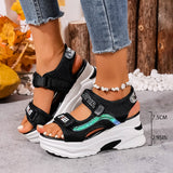 Breakj Sports Sandals Women Wear 2025 New Summer Drill Thick Bottom Magic Stick Soft Bottom Roman Beach