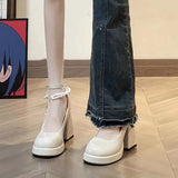 Breakj Women 2025 Spring And Autumn New French Retro Mary Jane Shoes Small Leather Shoes Thick Heel Shallow Single