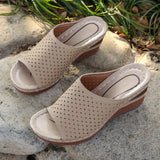 Women Big Size Slope Heel Summer New Fishmouth Laser Hollowed-Out Women's Shoes