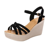 Heel Sandals Women's 2023 Summer New Style White Muffin Thick Bottom Waterproof Table High Heel Fish Mouth Large Size 41-43