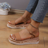 Breakj Summer New Pine Cake Dew Sandals With High Heel Lady Fashion Thick Bottom Slope Heel Women's