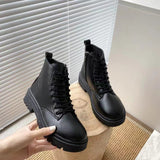 Breakj 2025 New Black Handsome Martin Boots Women's Thick-Bottomed Short