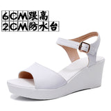 Breakj Layer Of Cow Skin Summer New Thick-Bottomed Beach 11CM Slopes And Women's Sandals High Heel Waterproof Table Comfortable Pine Pastry Fish Mouth