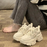 Breakj Dad Shoes Women's Height Increased 2025 Spring New Small Man Showing High Thick Bottom Fried Street Sneakers