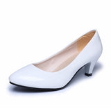 New Black Round High Heels With Shallow Single Shoes Women's Professional Plus Size Work