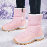 Breakj Snow Boots Women With Velvet Thick Cotton Shoes 2025 Winter New Zipper Thick-Bottomed Warm Cotton