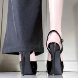 Breakj Temperament Thin Heel Waterproof Black High Heels With Thick Background Bare Color Pointed Summer Wearing